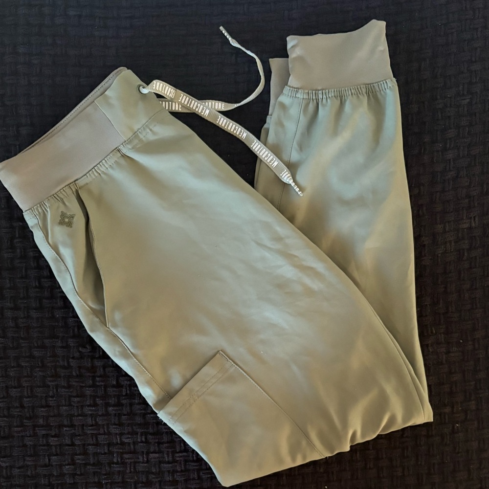Med Couture Olive Green Track Joggers with Drawstring